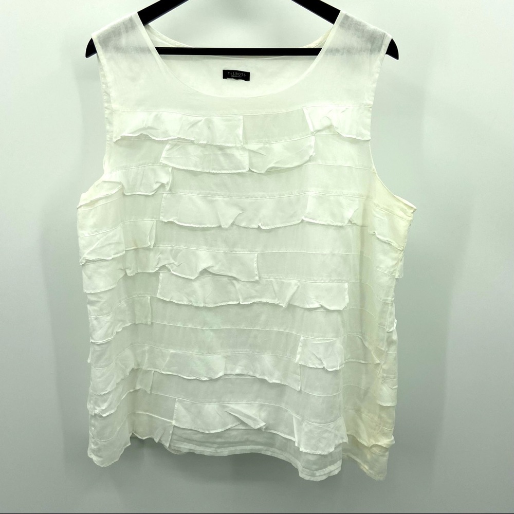 Talbots White Sleeveless Layered Pullover Top